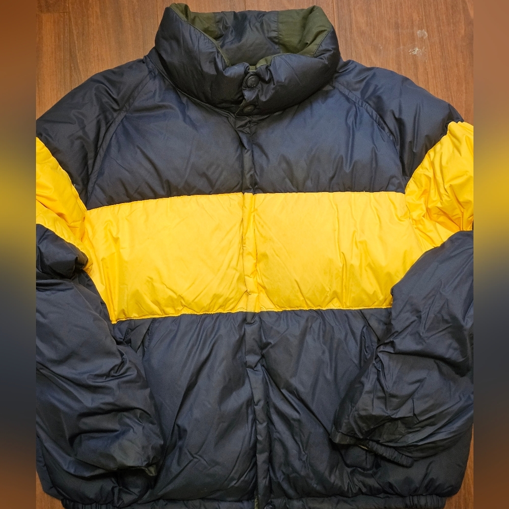 Vintage Nautica Reversible Maize and Blue Men's Puffer Jacket